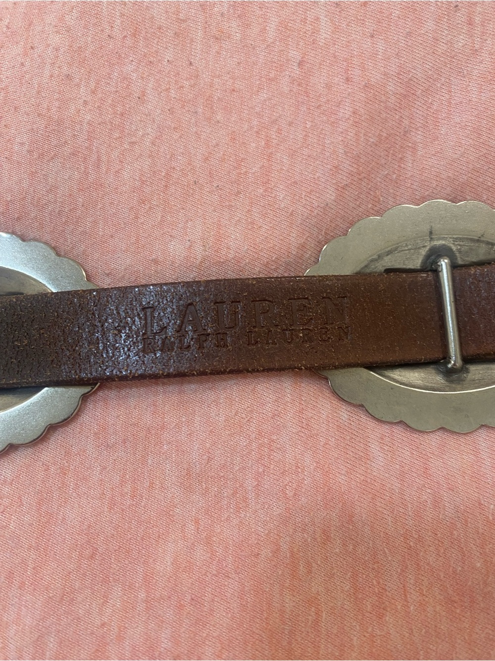 Vintage Ralph Lauren Brown Leather Belt with Silver Conchos - Picture 5 of 10
